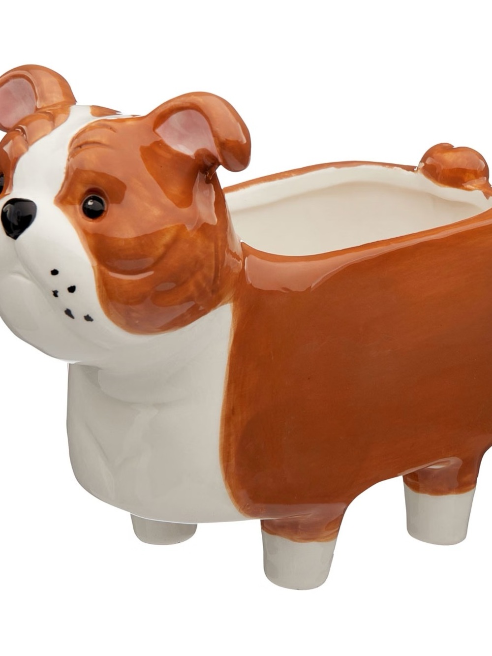 Ceramic Dog Planter - Brown and White Bulldog